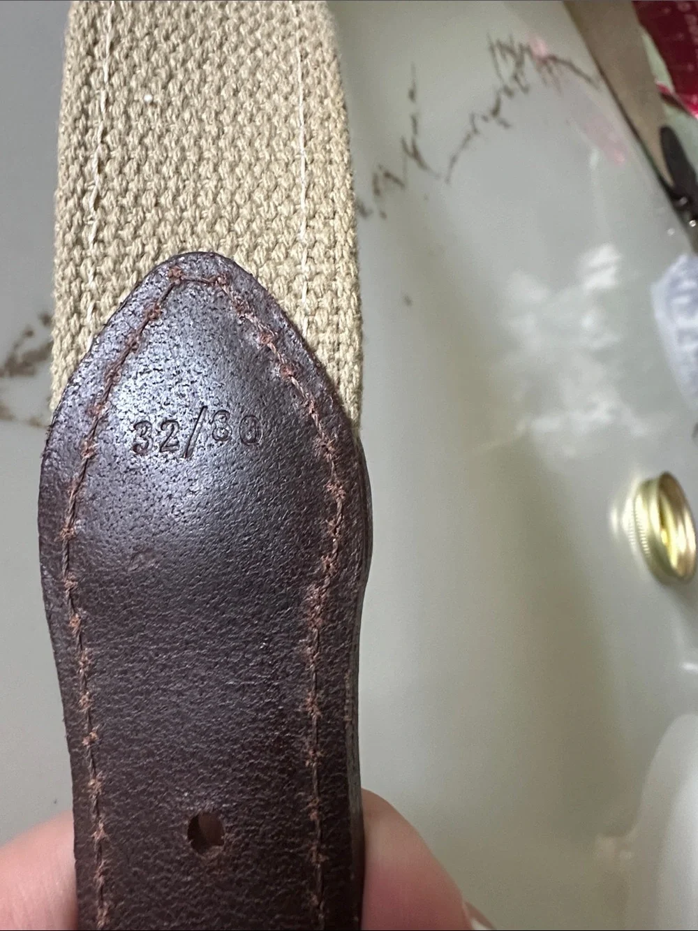 Woven American Flag Club Belt - Brown & Blue